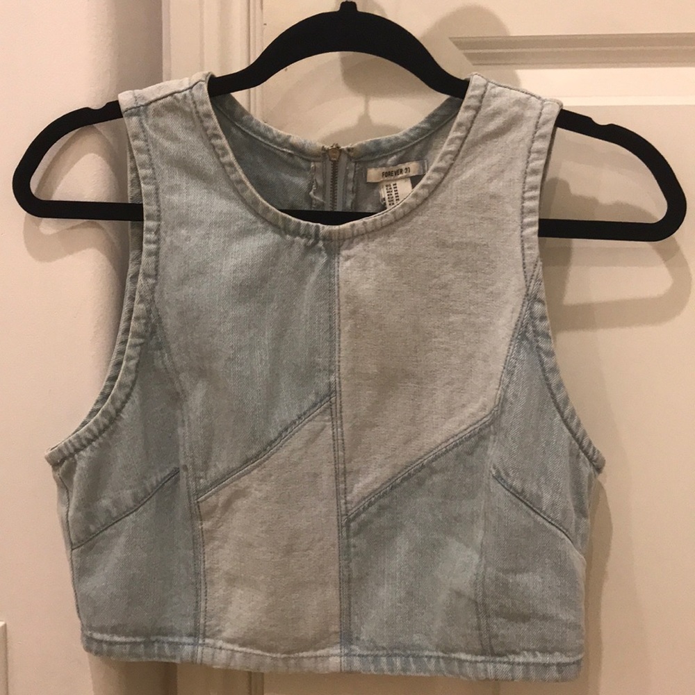 Two Tone Denim Forever 21 Crop Top